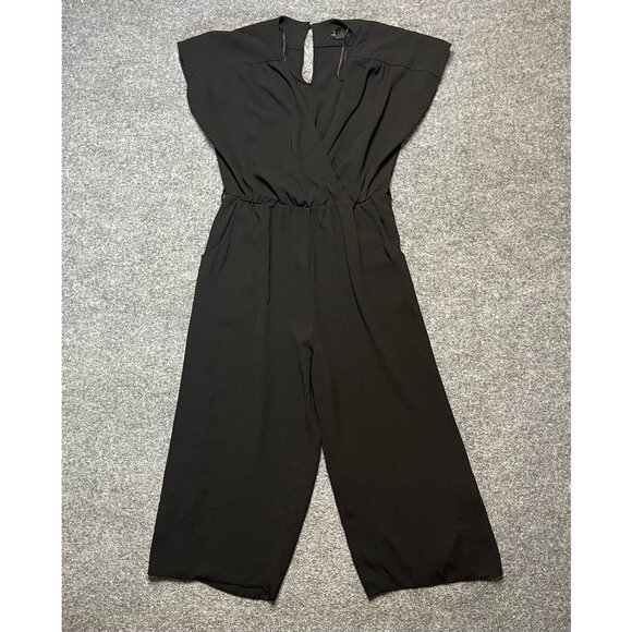 New Look Pants - New Look Womens Jumpsuit Black Stretch Surplice Neck Cap Sleeve Long Palazzo 6